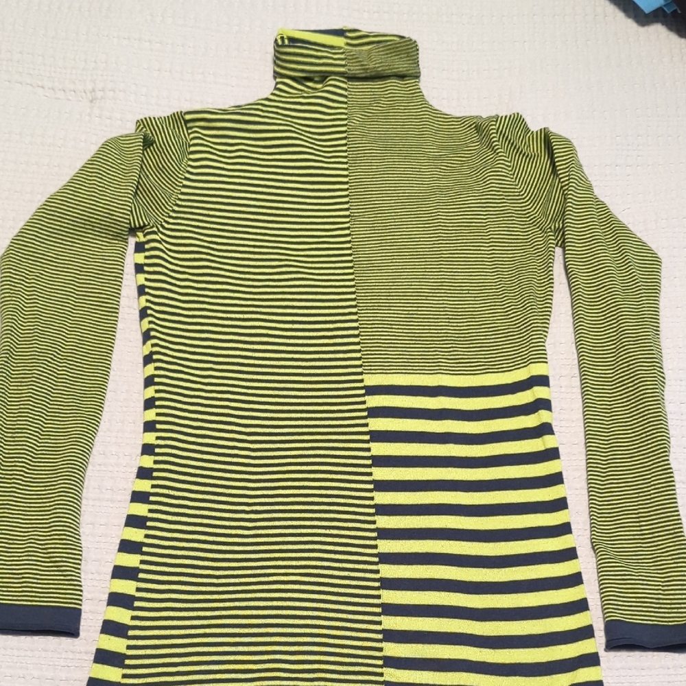 Title Nine Yellow and Black Striped Turtleneck